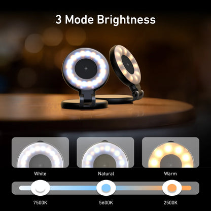Magnetic Fill Light Mini Selfie Ring Fill Light 3 Modes with Mirror Light Universal for Smartphone Iphone Android
